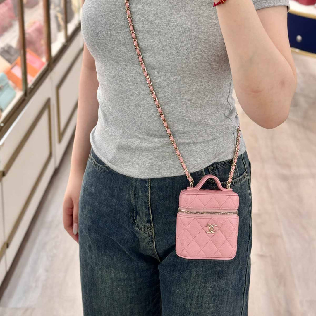Chanel Mini Top Handle Pink Vanity Case Bag