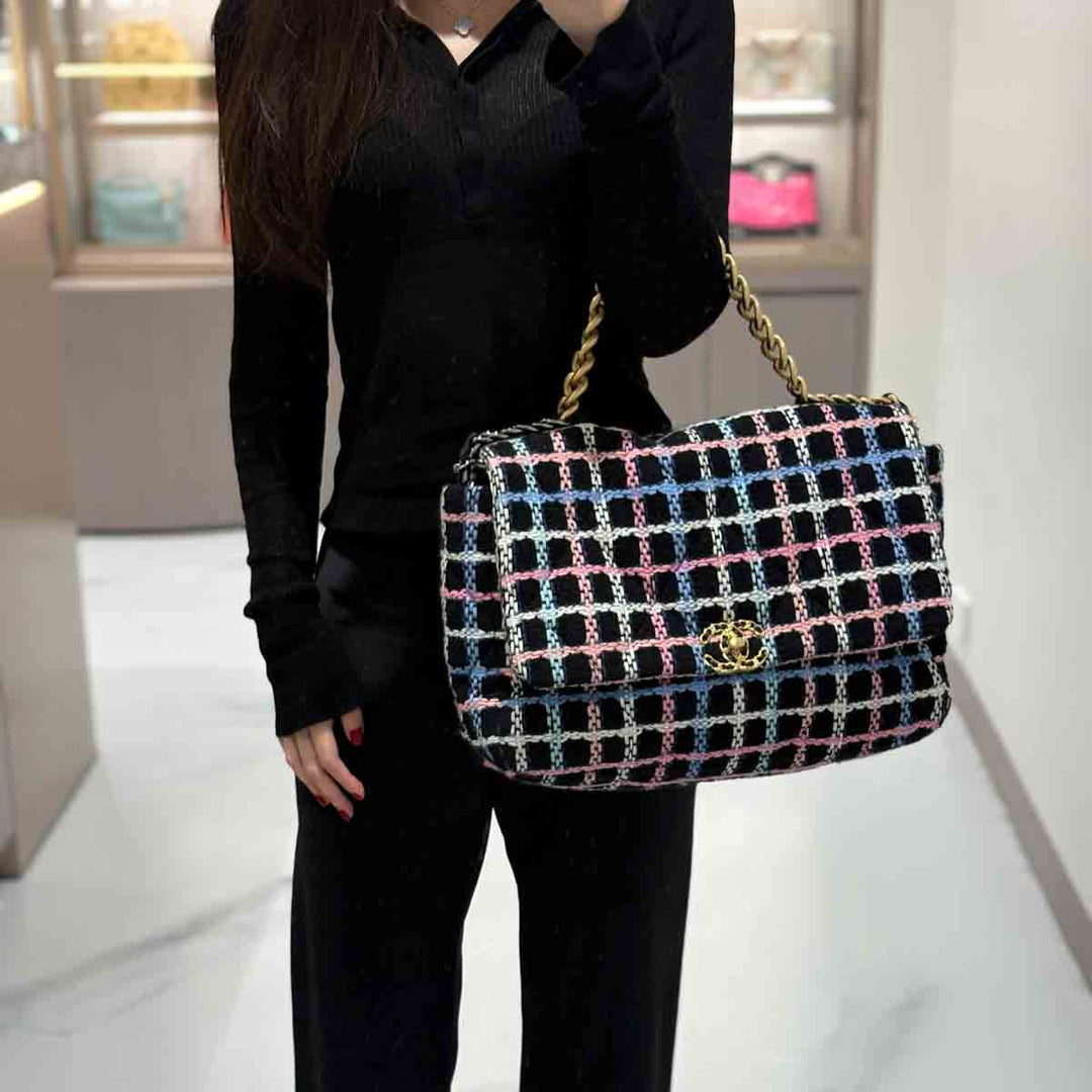 Chanel Multicolor Tweed 19 Large Bag