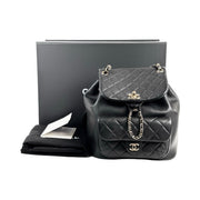 Chanel Backpack Duma Medium Black Gold Bag