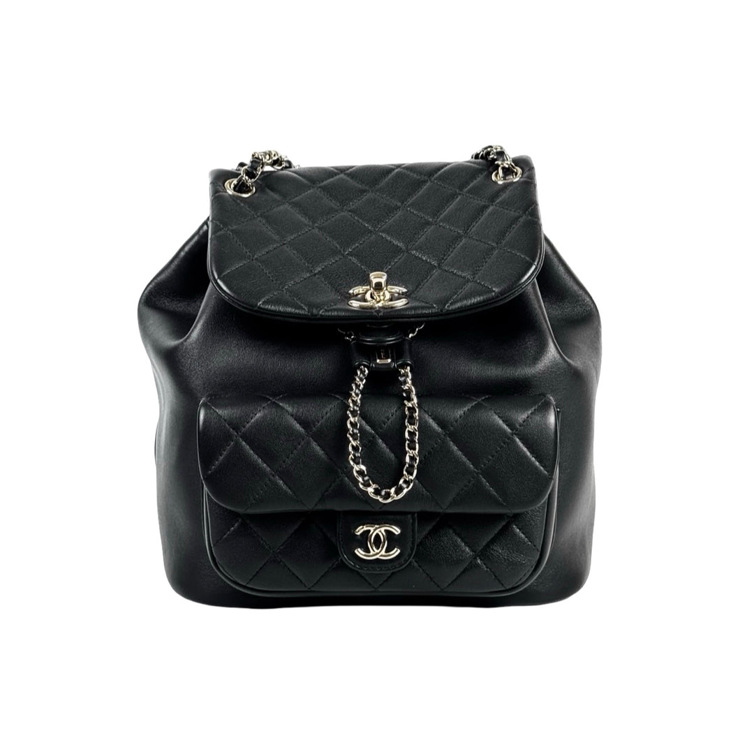 Chanel Backpack Duma Medium Black Gold Bag