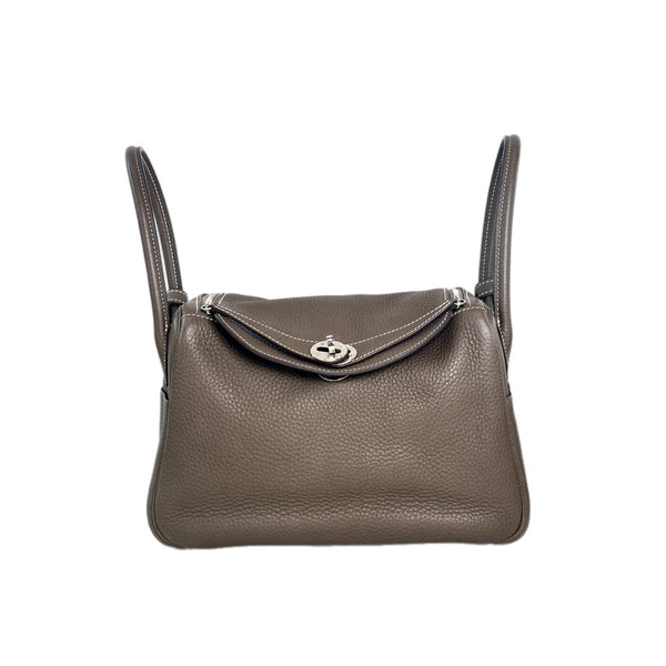 Pre-owned Hermes Lindy 26cm Bag TC Etoupe in Clemence
