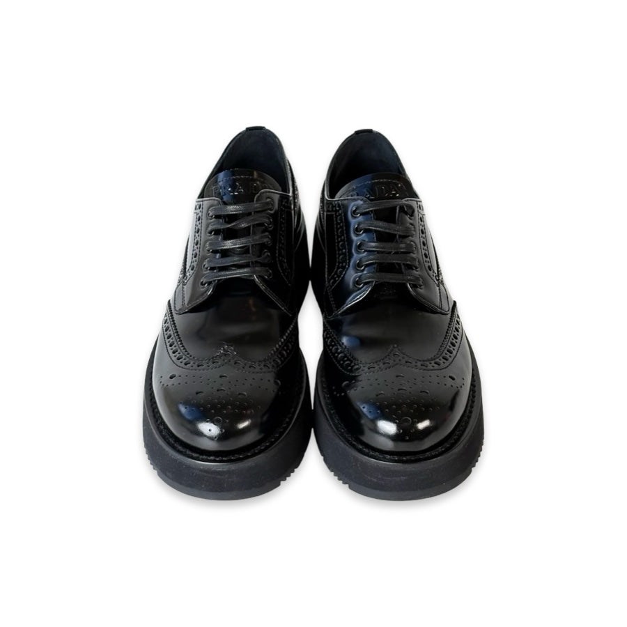 Prada Black Patent Leather Oxford Shoes #37