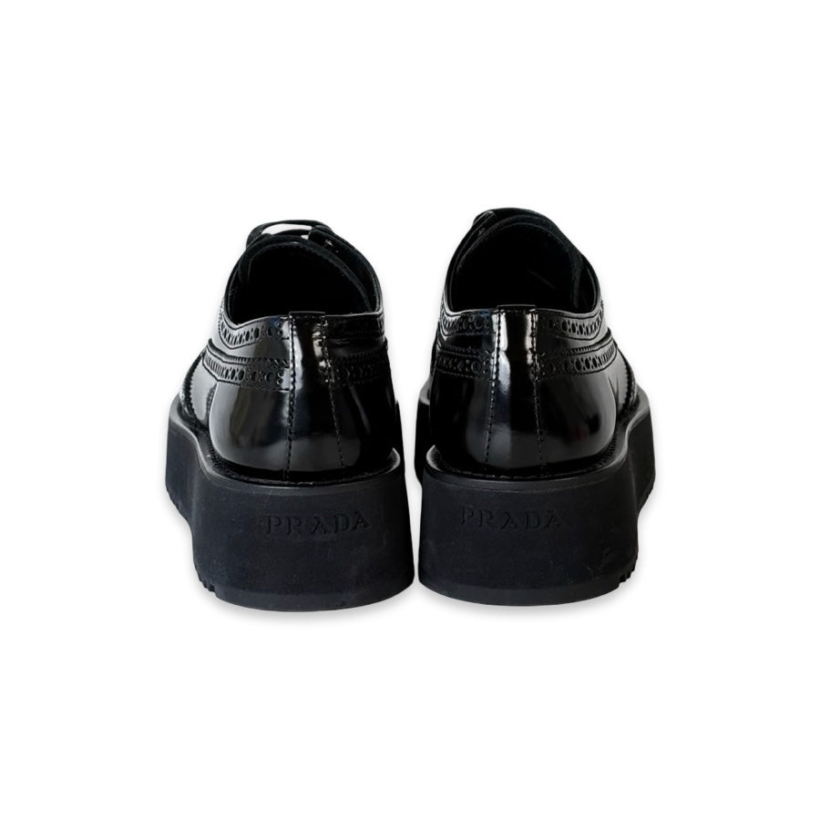 Prada Black Patent Leather Oxford Shoes #37