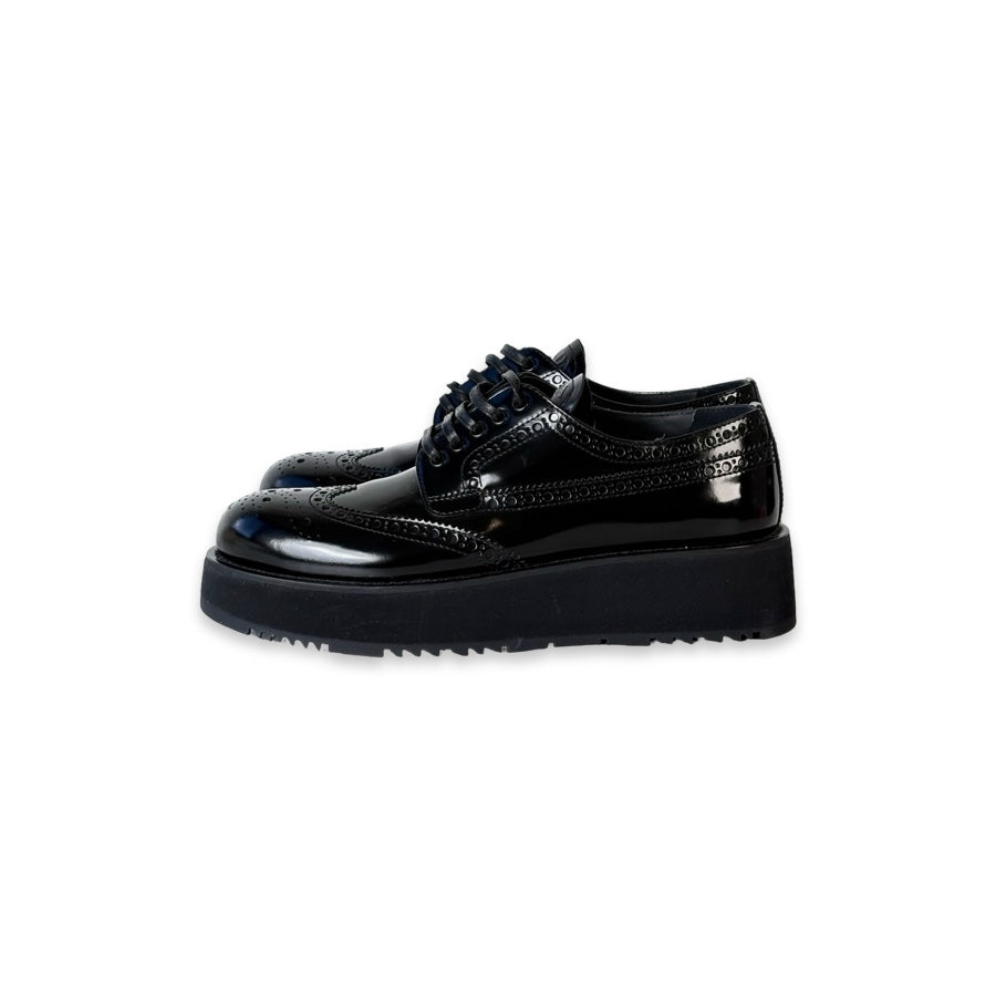 Prada Black Patent Leather Oxford Shoes #37