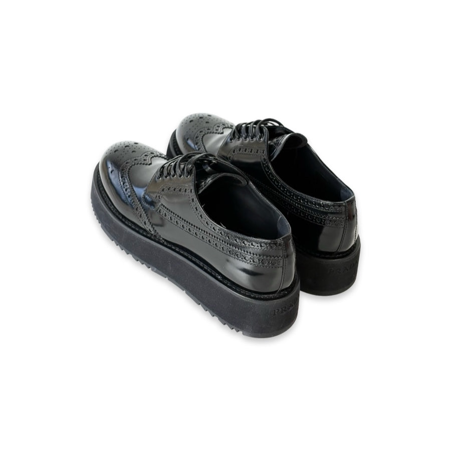 Prada Black Patent Leather Oxford Shoes #37