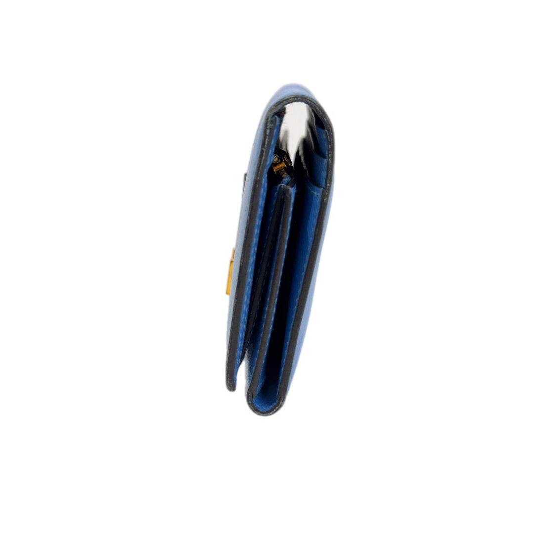 Hermes Bearn Long Fold Wallet Blue/Gold