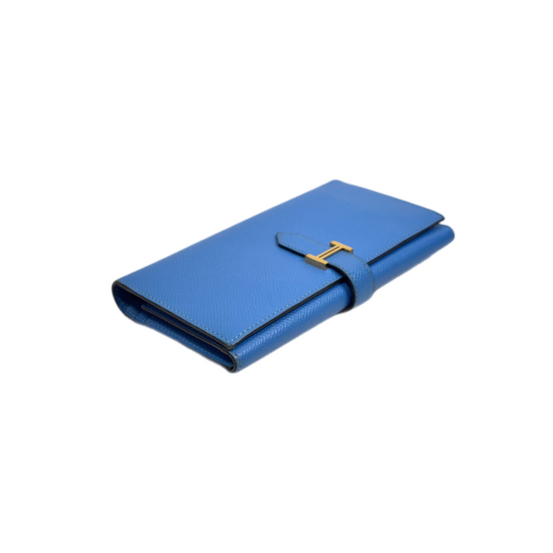 Hermes Bearn Long Fold Wallet Blue/Gold