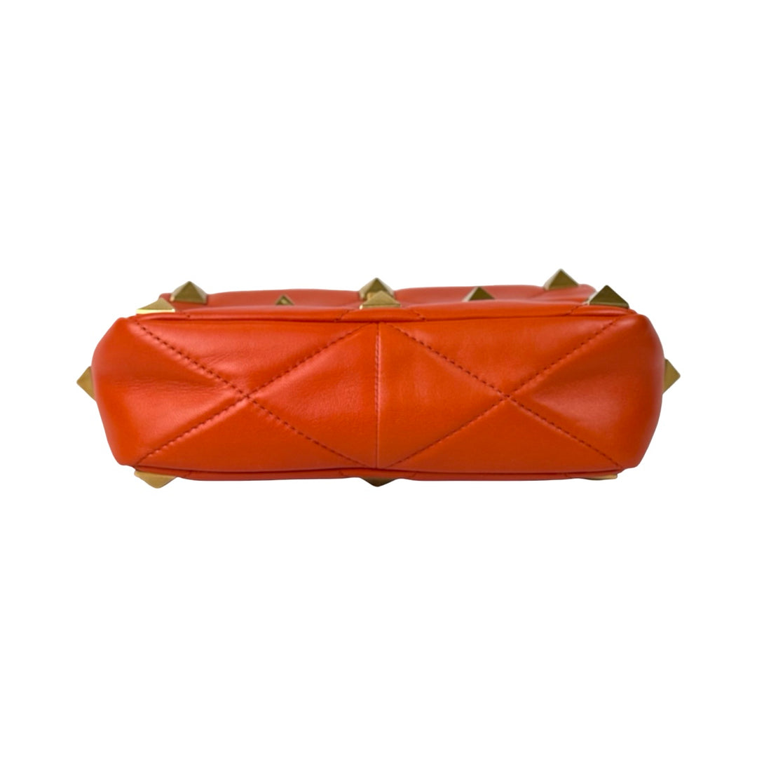 Valentino Orange Roman Stud Handle Chain Bag