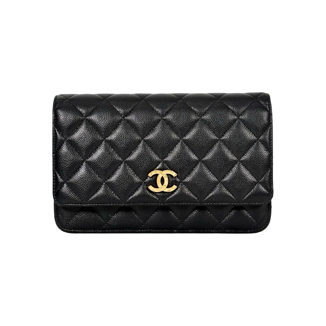 Chanel Woc Black Caviar Bag Pearl Chain