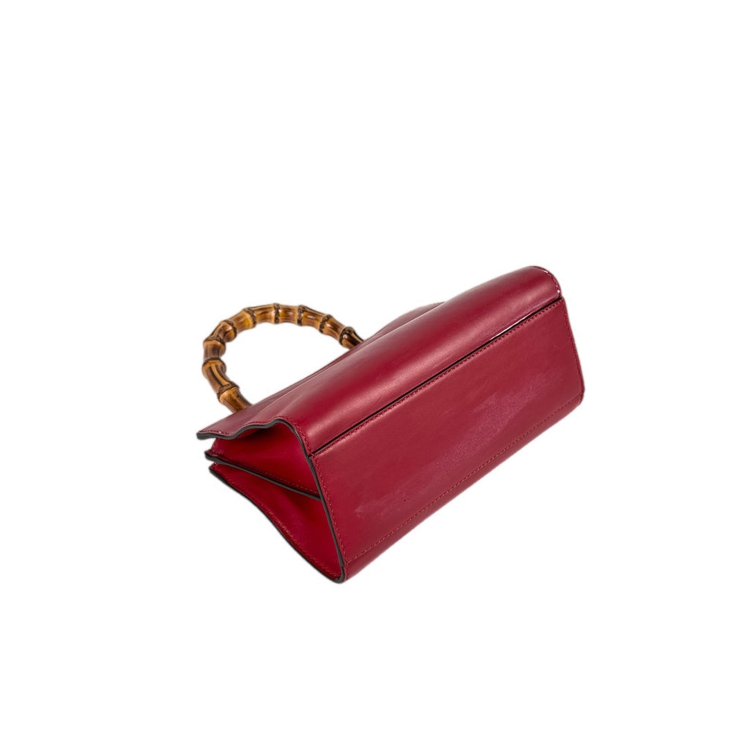 Gucci Small Nymphaea Bamboo Handtasche Bag Red Calfskin