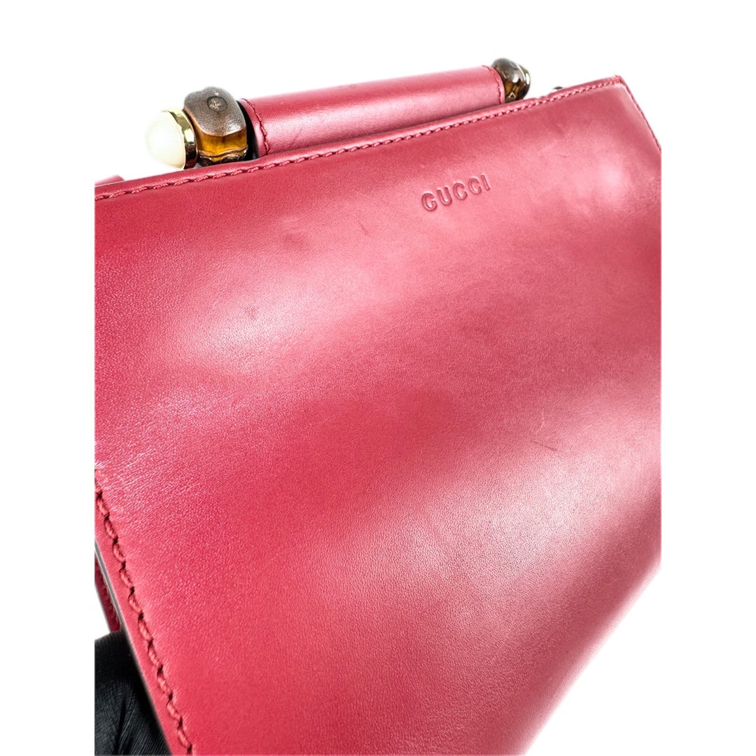 Gucci Small Nymphaea Bamboo Handtasche Bag Red Calfskin
