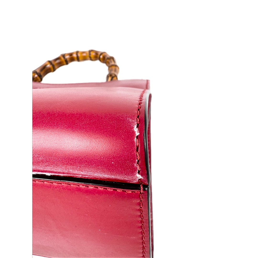 Gucci Small Nymphaea Bamboo Handtasche Bag Red Calfskin