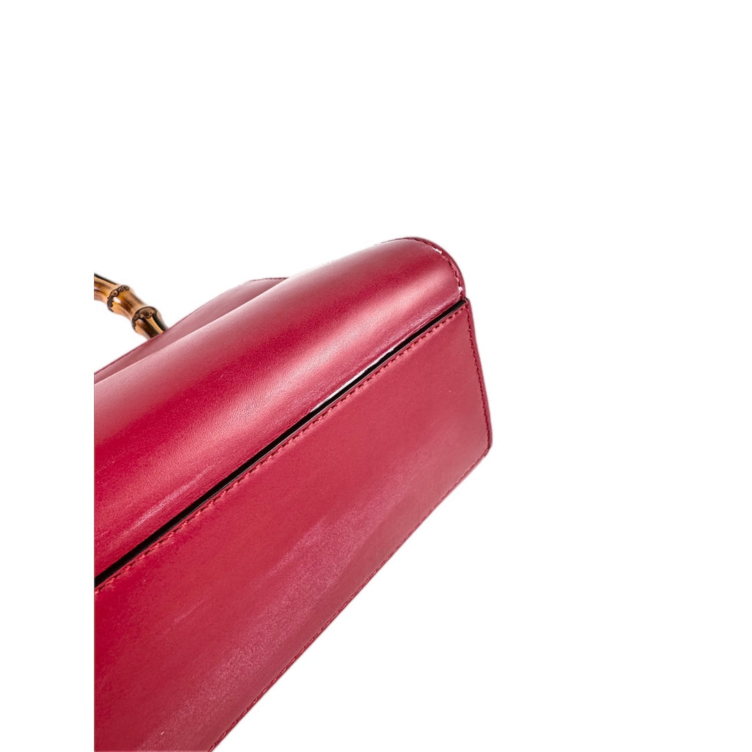 Gucci Small Nymphaea Bamboo Handtasche Bag Red Calfskin