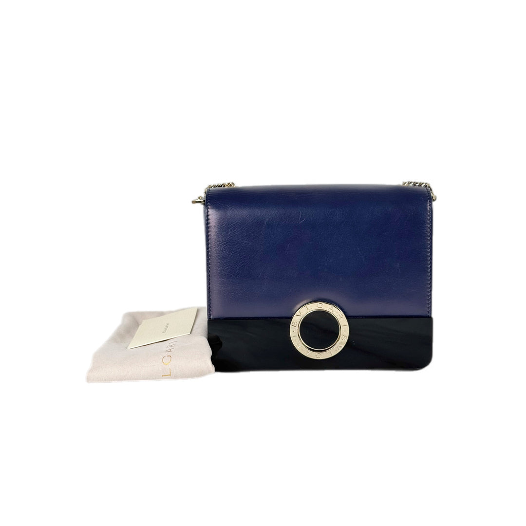 Bvlgari Navy Calfskin and Perspex Crossbody Bag