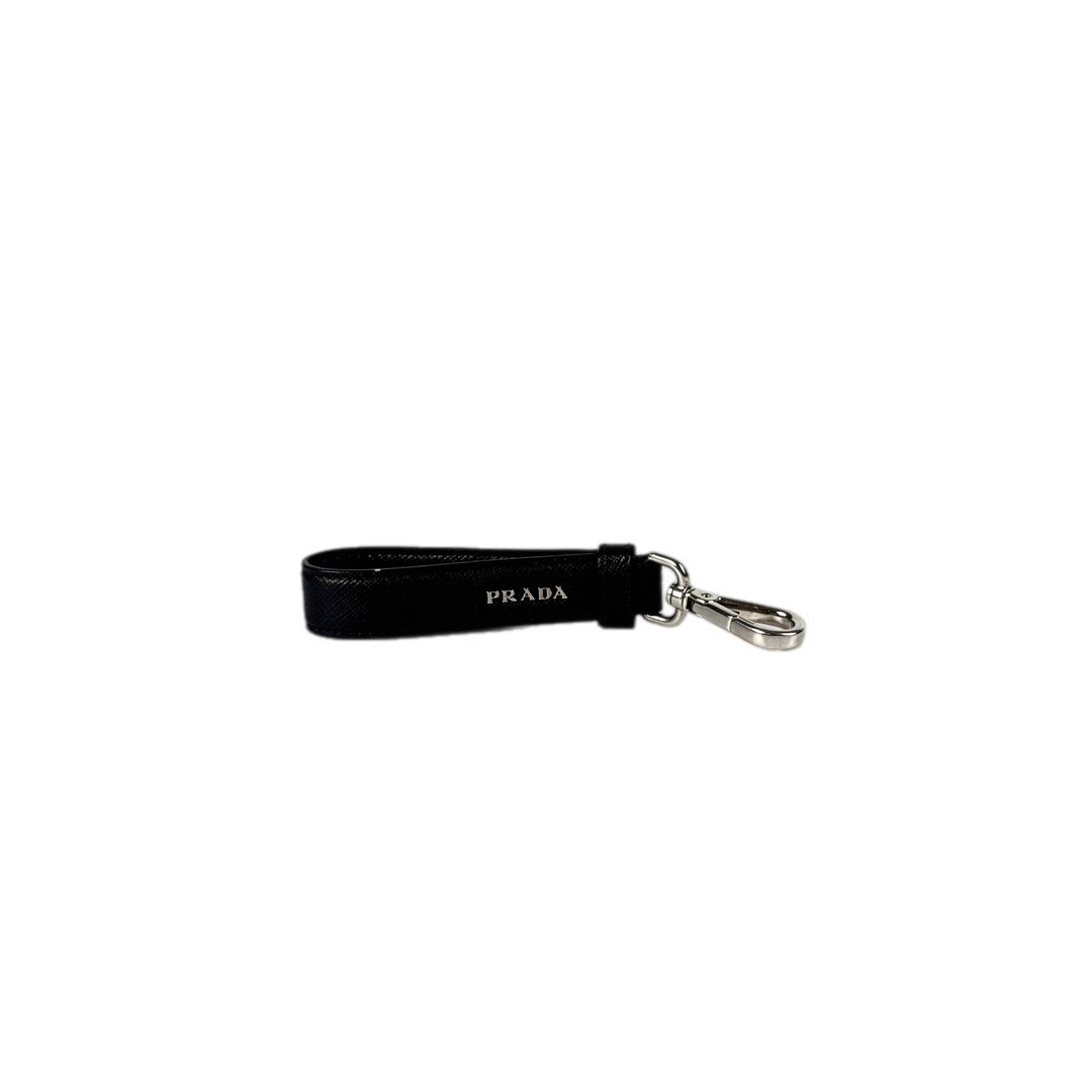 Prada Saffiano Logo Leather Black Key Charm