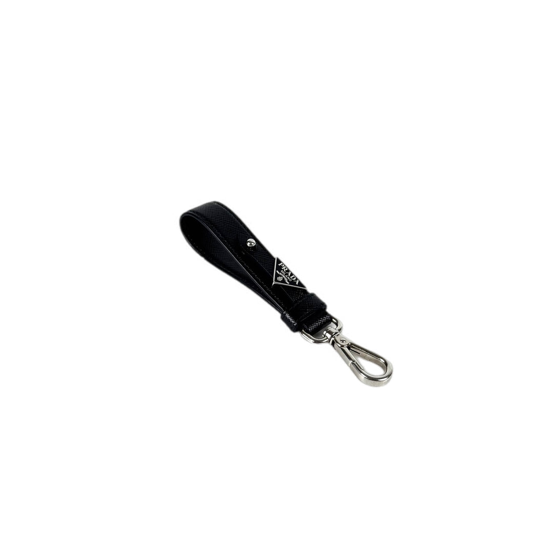 Prada Saffiano Logo Leather Black Key Charm