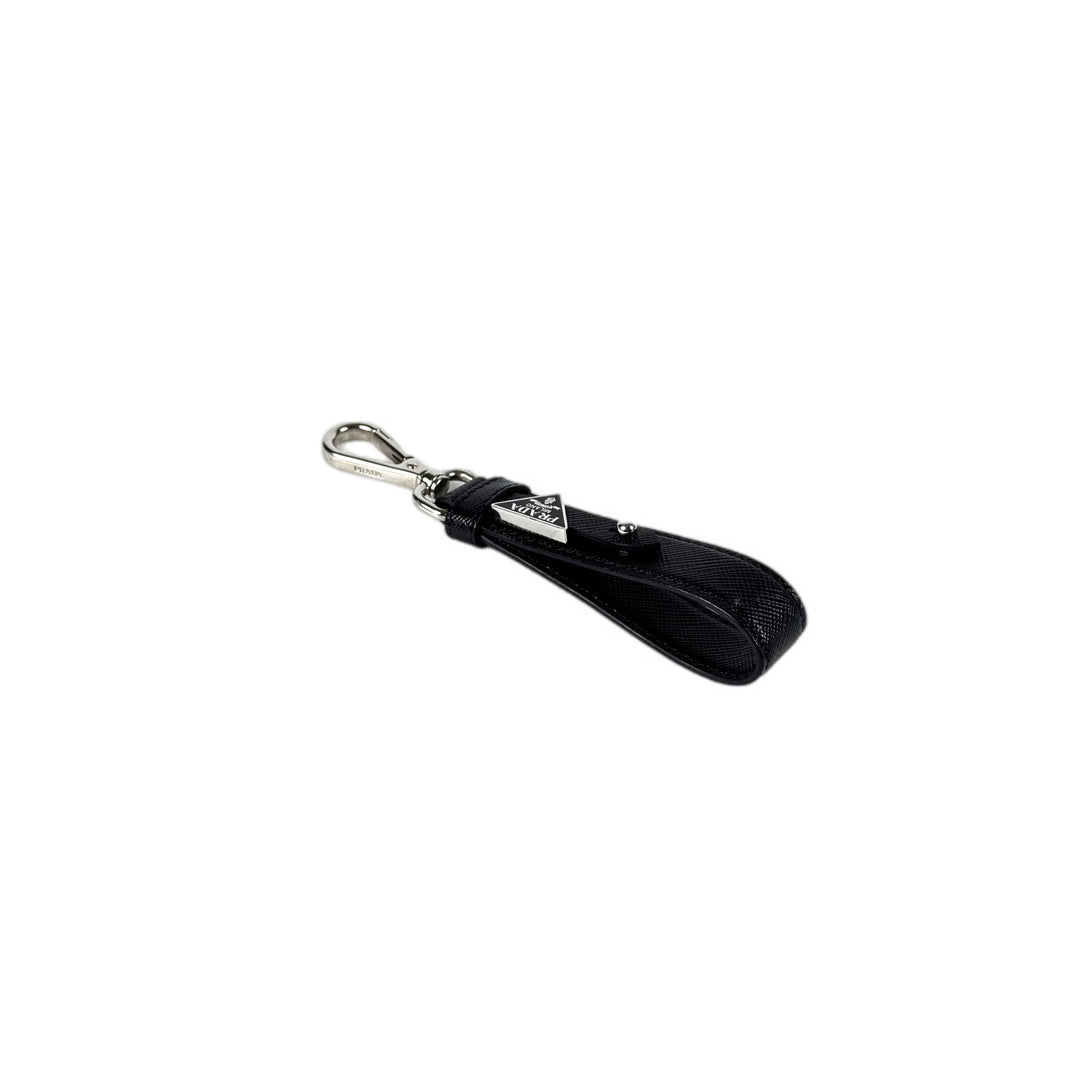 Prada Saffiano Logo Leather Black Key Charm
