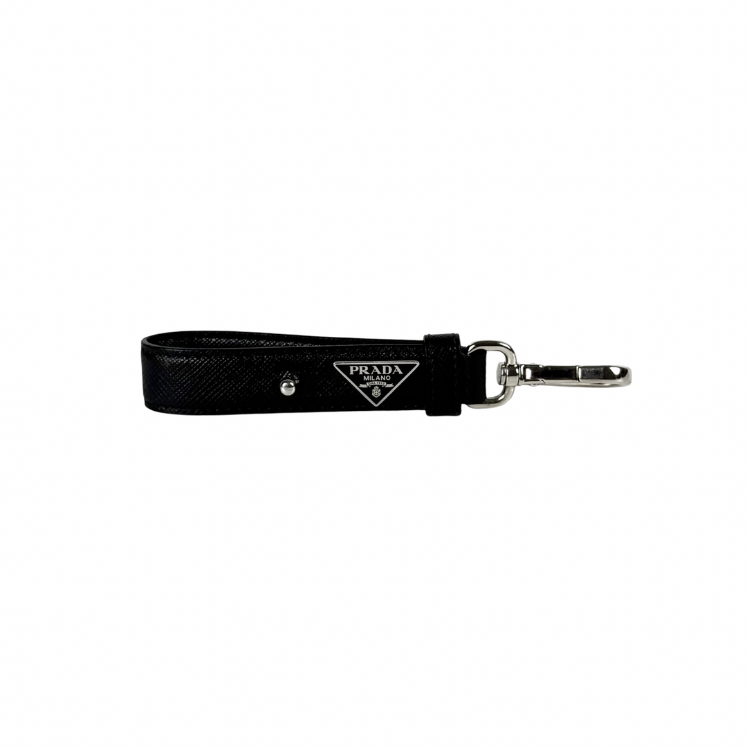 Prada Saffiano Logo Leather Black Key Charm