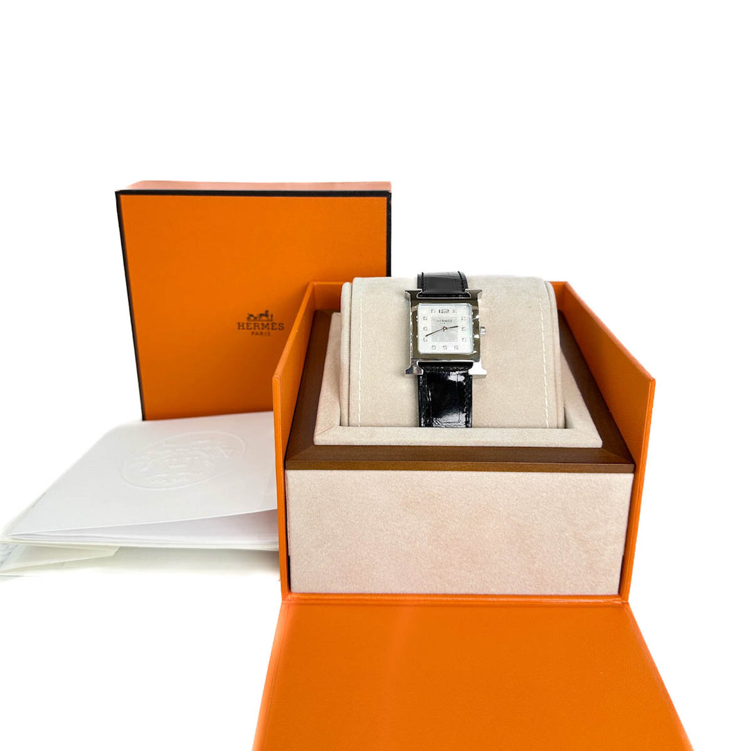 Hermes Watch Heure H Black Quartz Small Model 25MM