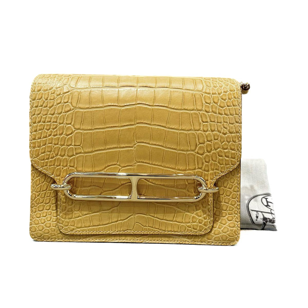 Hermes Roulis 23 Yellow Alligator Leather