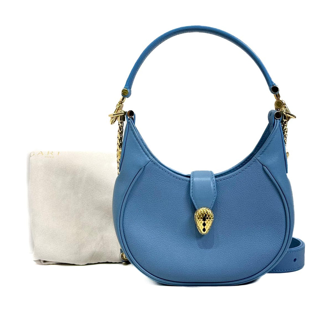 Bvlgari Blue Mini Serpenti Ellipse Hobo Bag