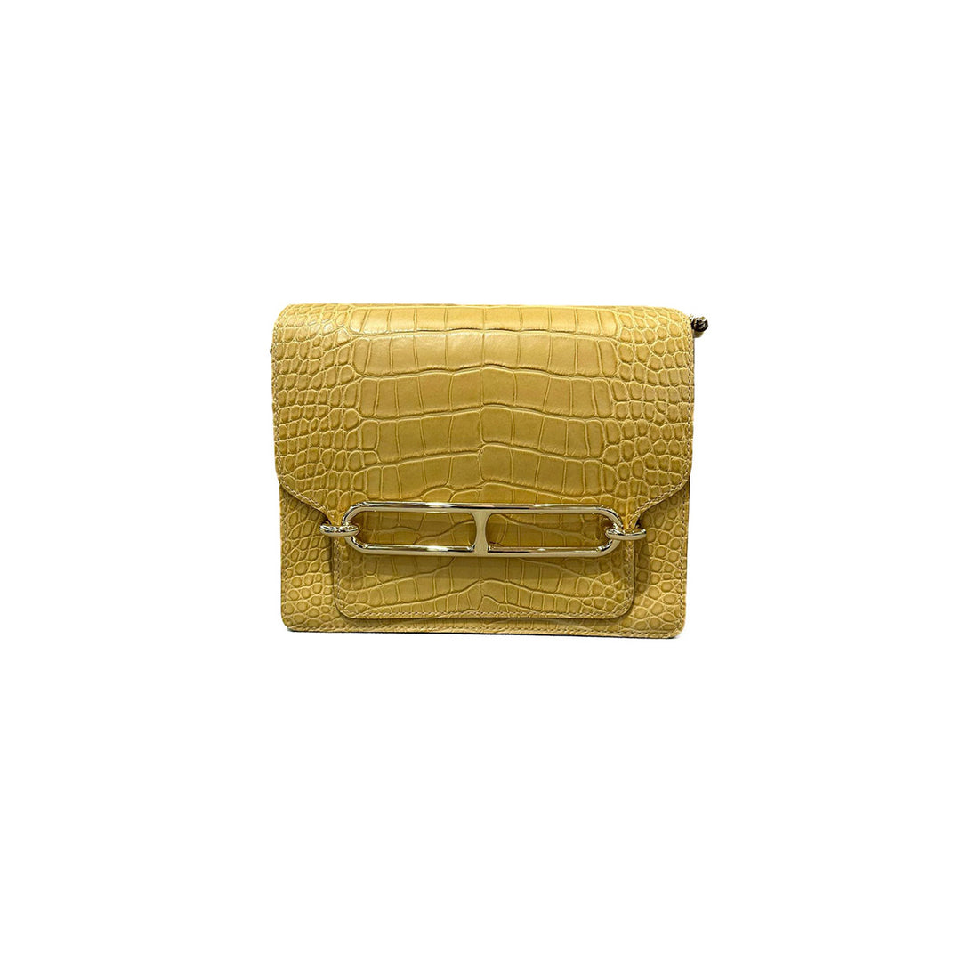 Hermes Roulis 23 Yellow Alligator Leather