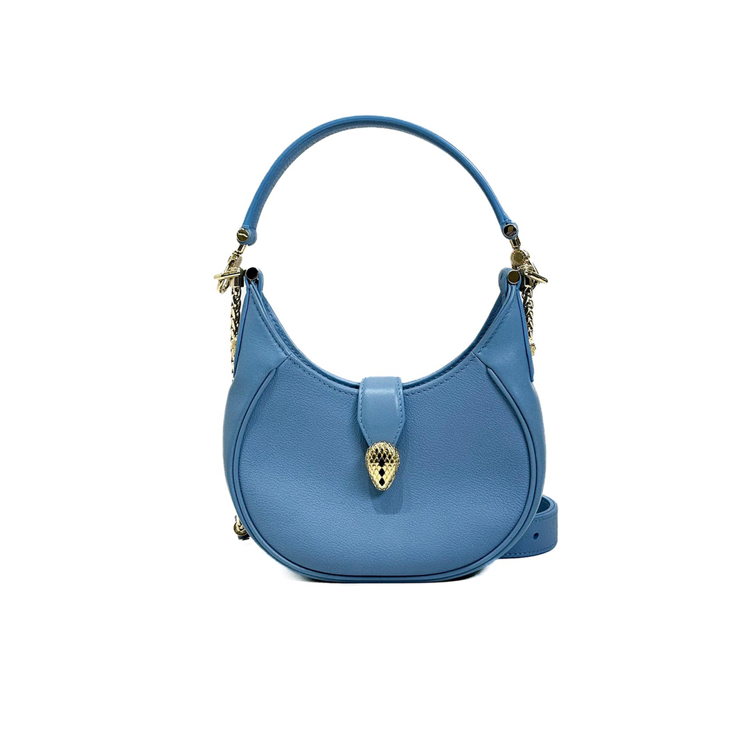 Bvlgari Blue Mini Serpenti Ellipse Hobo Bag