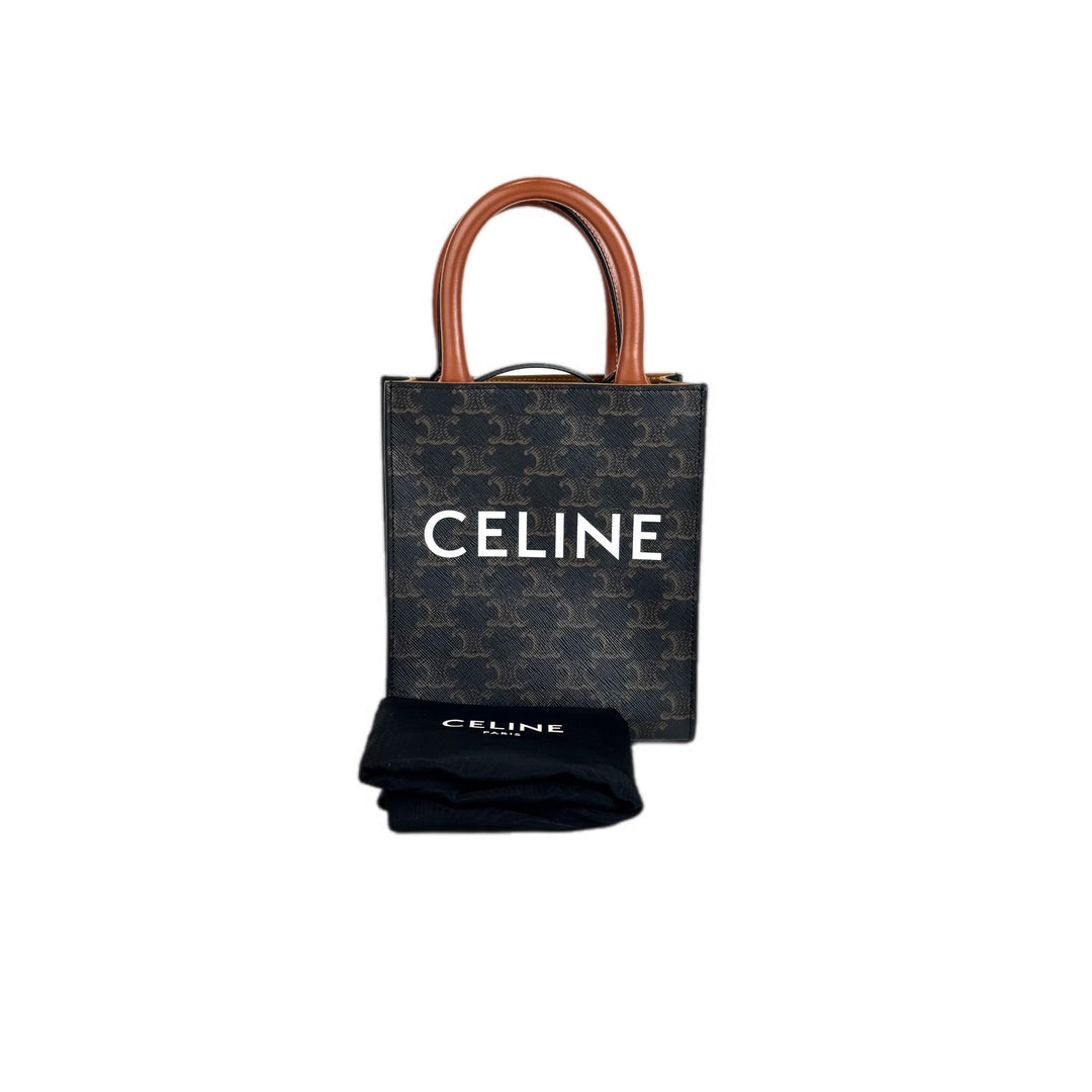 Celine Vertical Cabas in Triomphe Canvas Bag