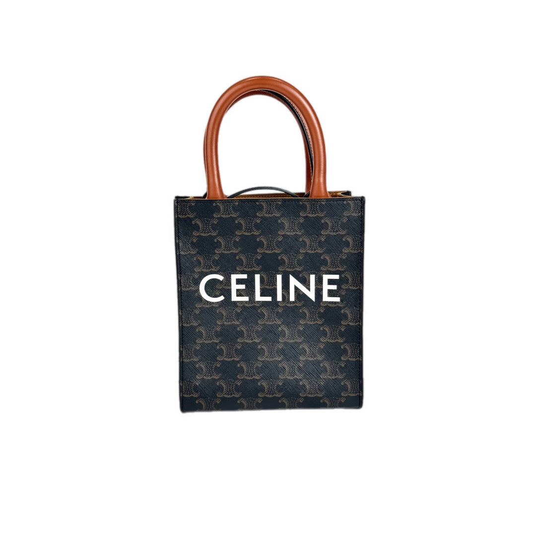 Celine Vertical Cabas in Triomphe Canvas Bag