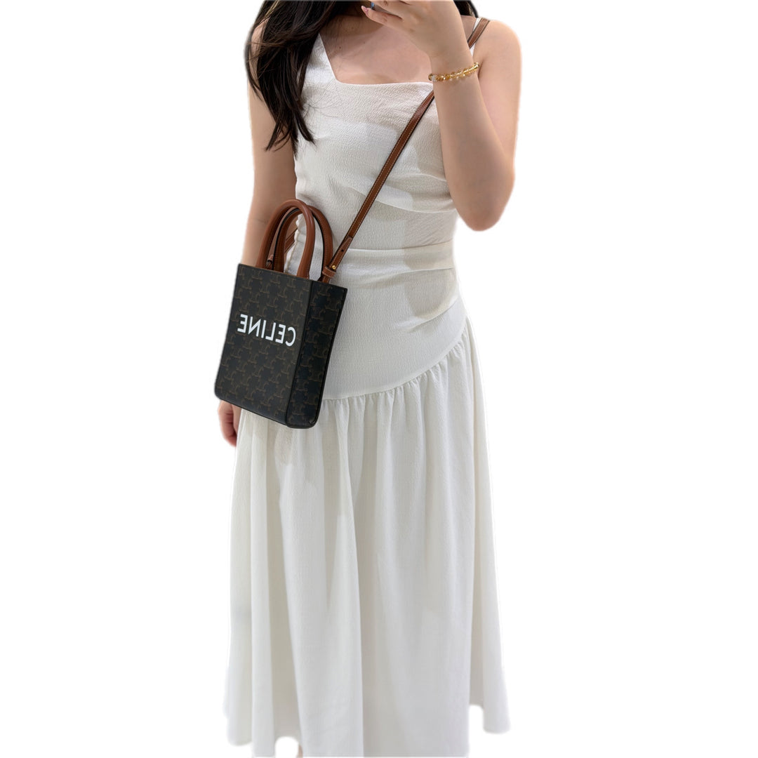 Celine Vertical Cabas in Triomphe Canvas Bag
