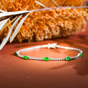 Natural Emerald Stone Diamond Bracelet D1.2ct d1.0 ct. 18K Gold
