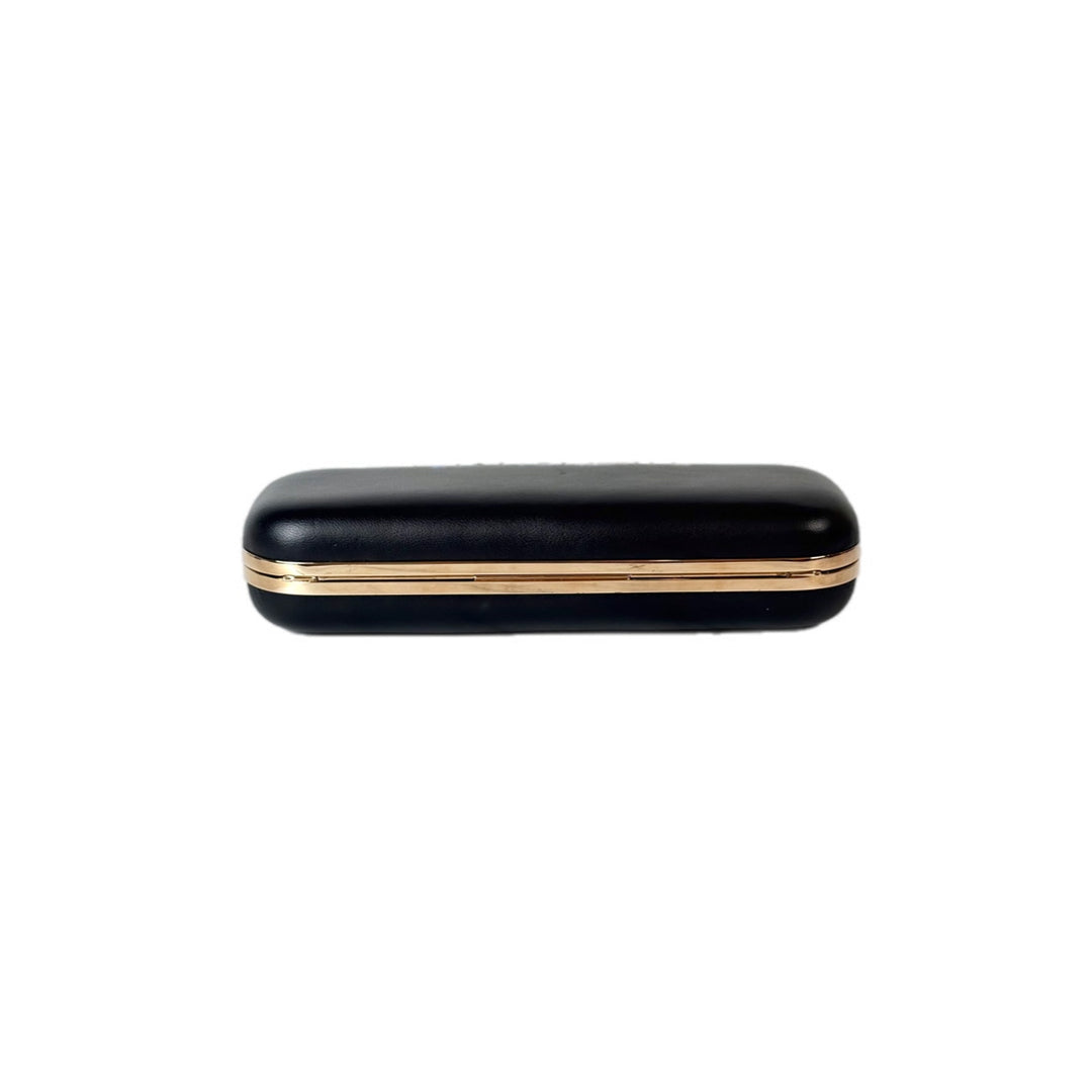 MQ Black leather Crystal Clutch