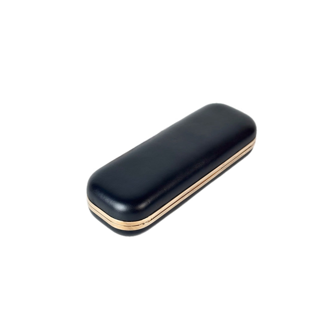 MQ Black leather Crystal Clutch