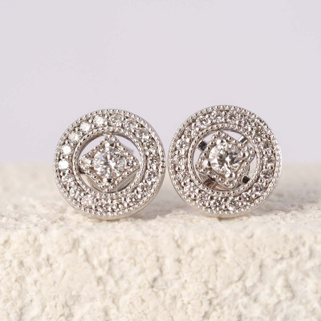 Natural White Diamond Earrings. D0.16ct d0.24,18K