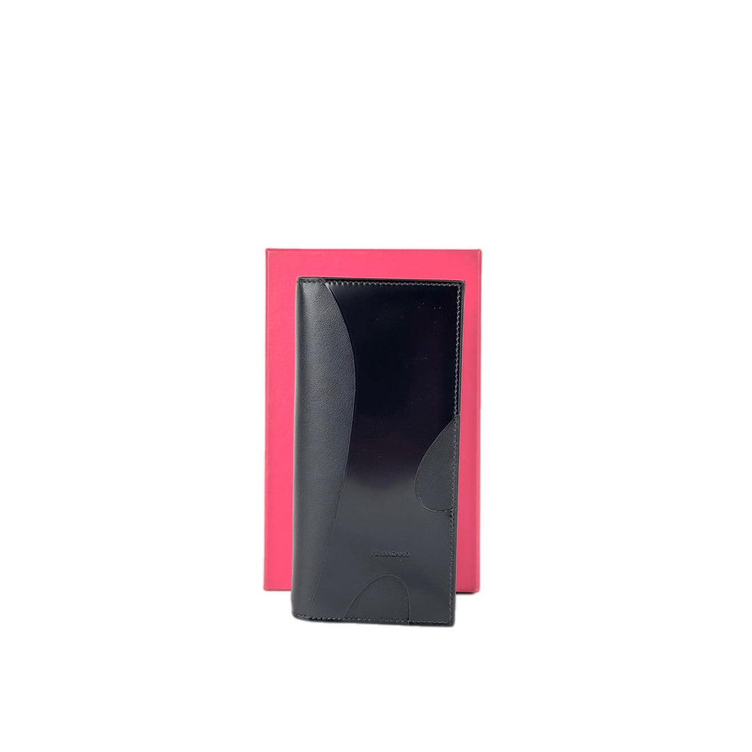Ferragamo Black Leather Long Wallet