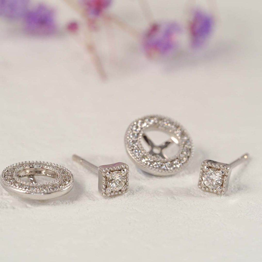 Natural White Diamond Earrings. D0.16ct d0.24,18K