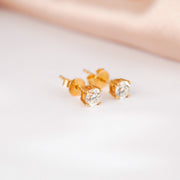Natural White Diamond Stud Earrings D0.25+0.25ct, 18K Gold