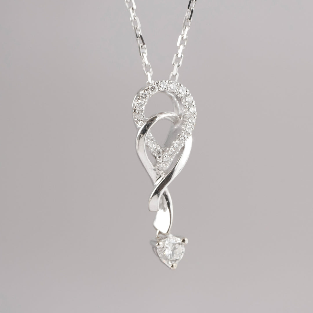 Natural White Diamond Necklace D0.16ct, 18K Gold