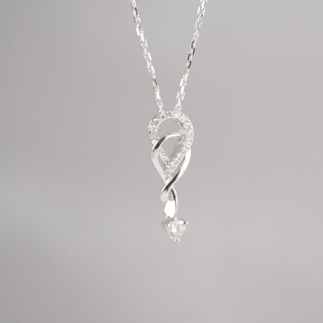 Natural White Diamond Necklace D0.16ct, 18K Gold