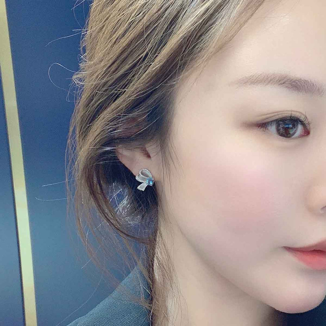 Natural Santa Maria Aquamarine Earrings 0.76ct Diamond 0.24ct 18K Gold