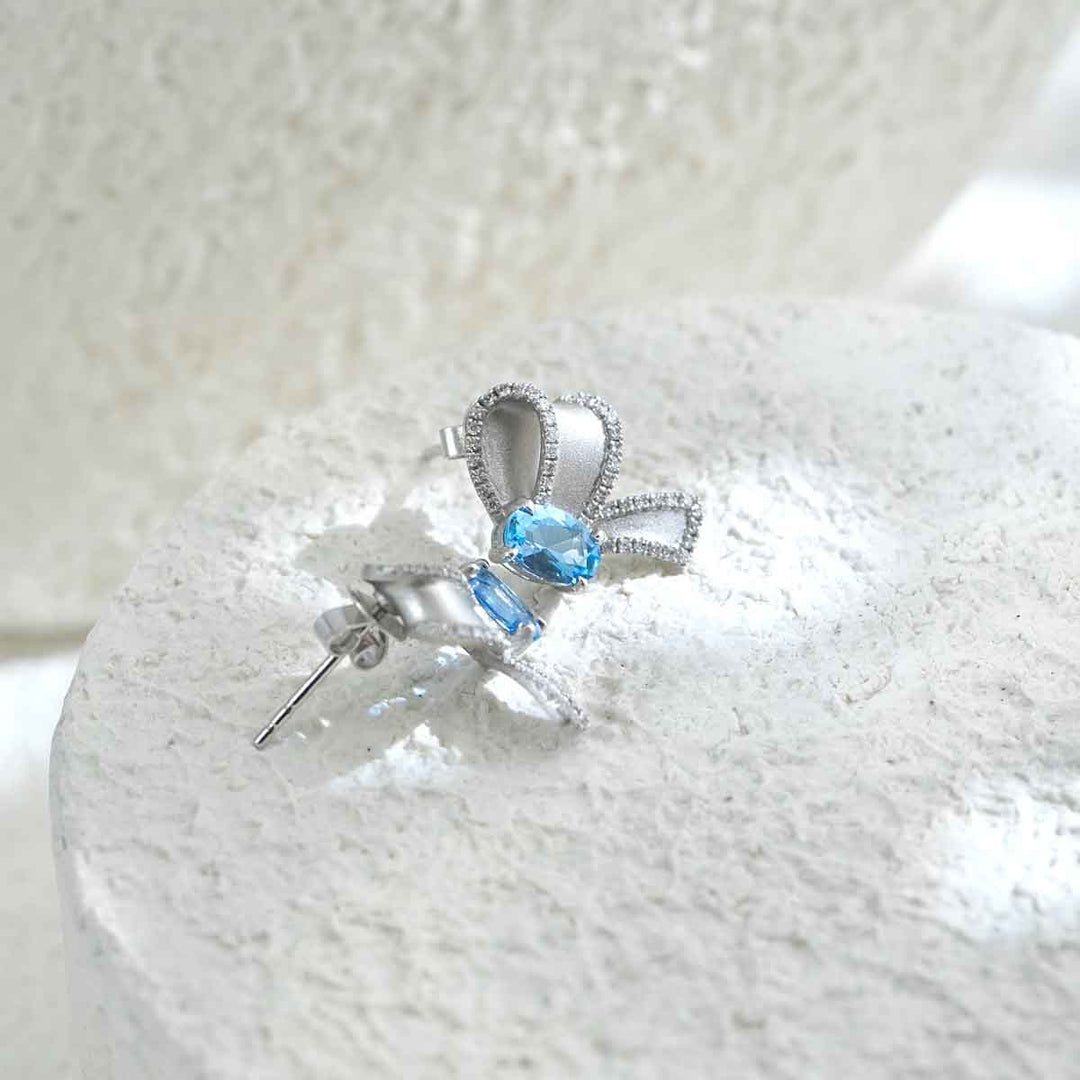 Natural Santa Maria Aquamarine Earrings 0.76ct Diamond 0.24ct 18K Gold