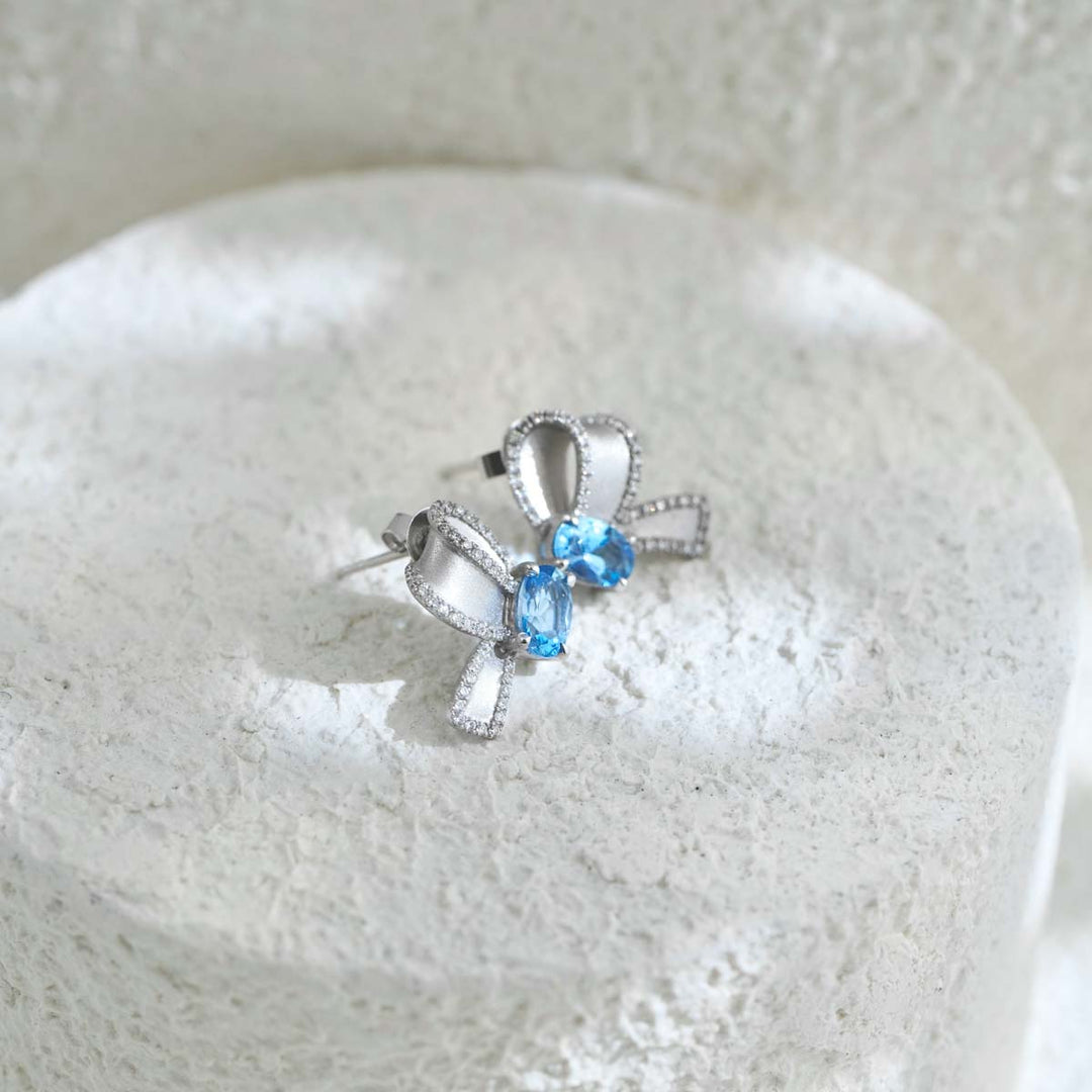 Natural Santa Maria Aquamarine Earrings 0.76ct Diamond 0.24ct 18K Gold