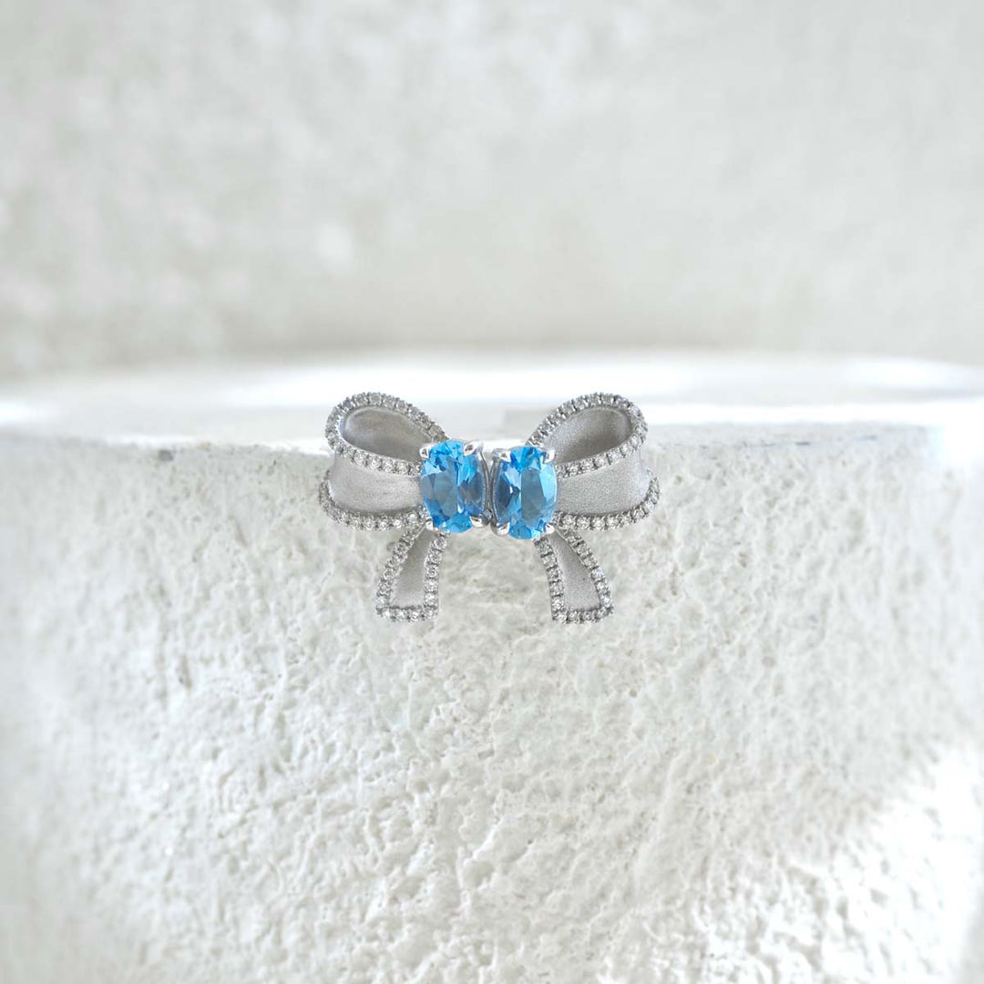 Natural Santa Maria Aquamarine Earrings 0.76ct Diamond 0.24ct 18K Gold