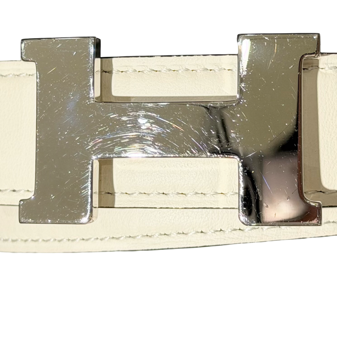 Hermes H Belt White/Black Swift/Epsom #85cm