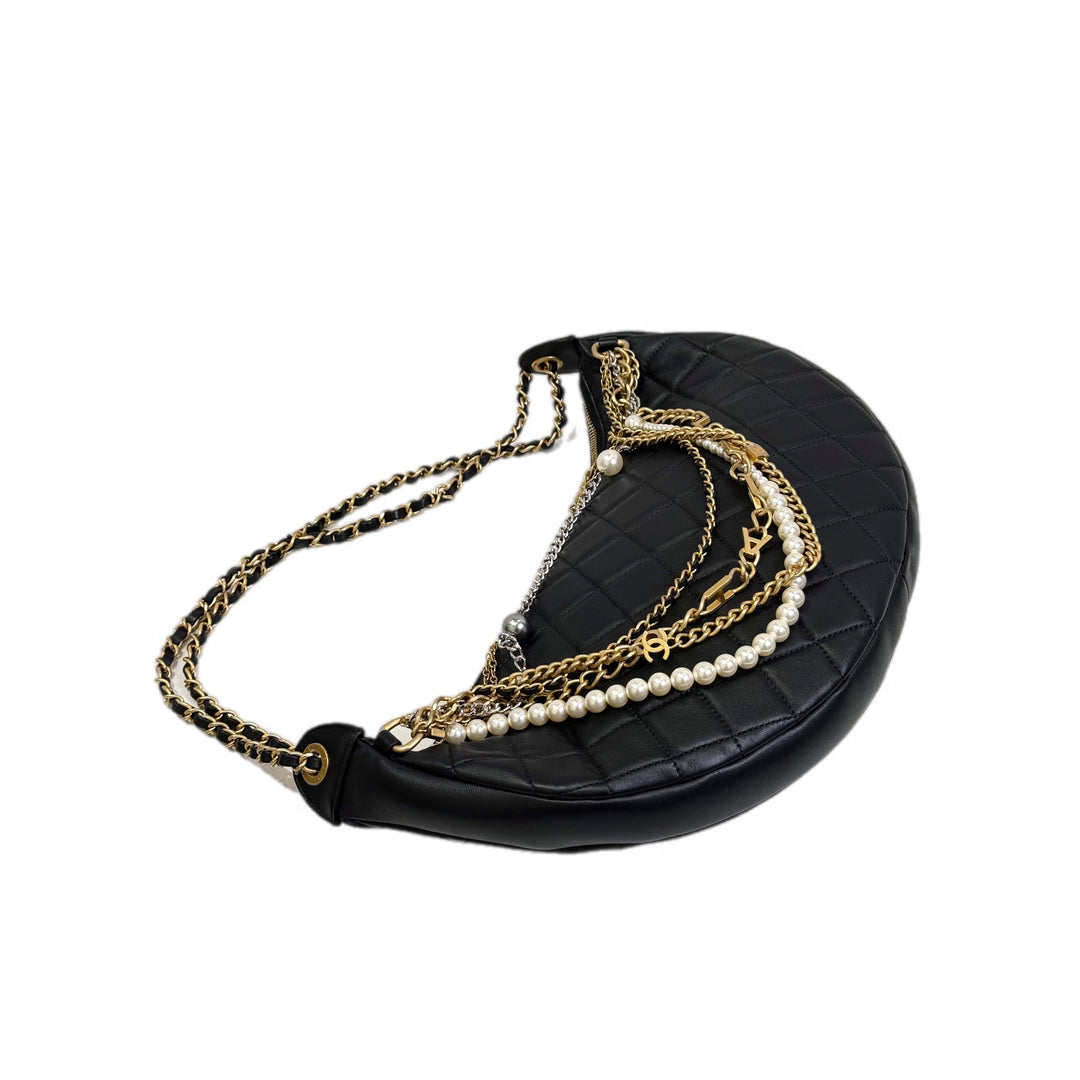 Chanel Hobo Pearl Bag Black