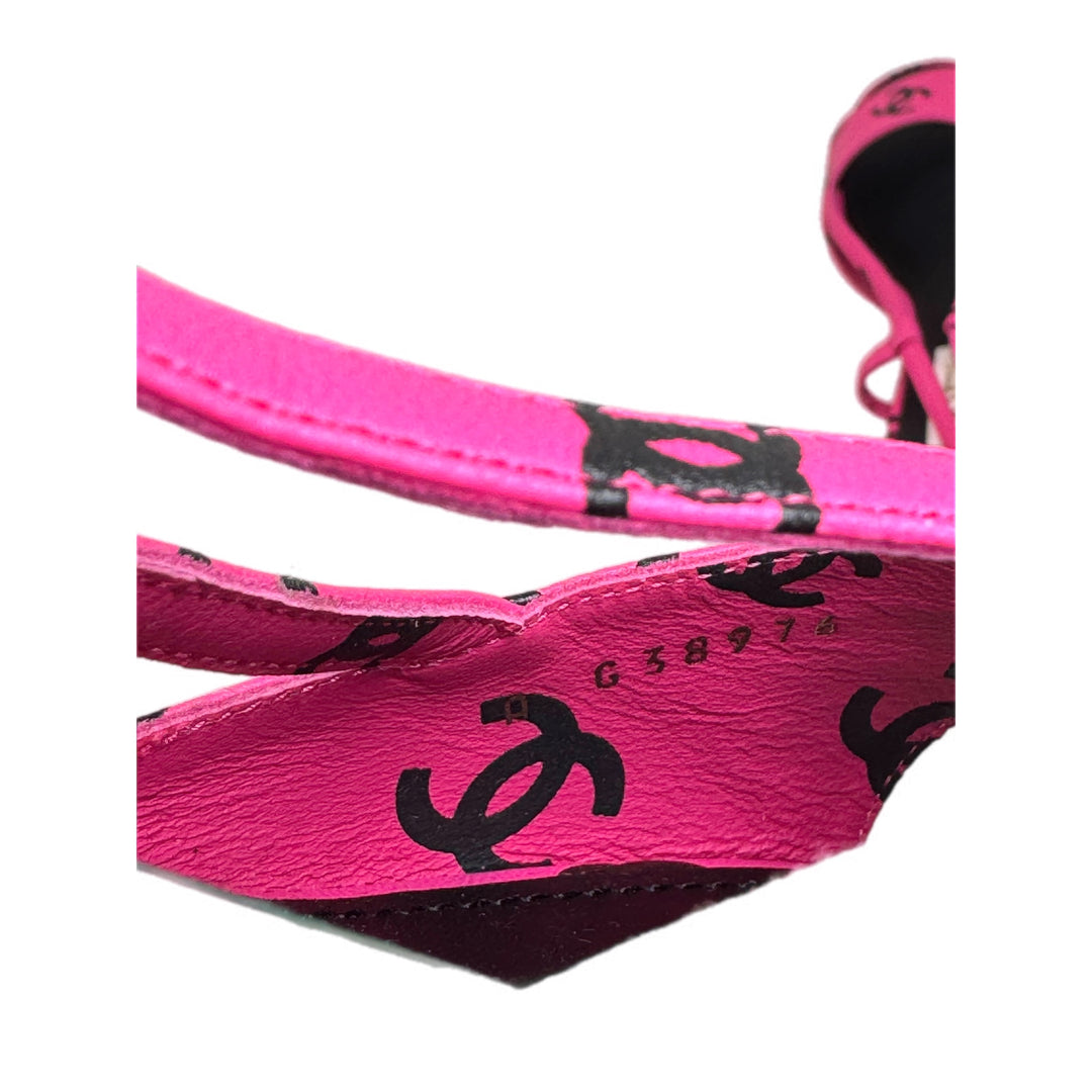 Chanel 2022 CC Print Pink/Black Sandals #37