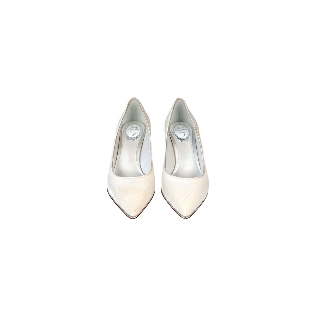 Rene Caovilla White High Heel Shoes #38