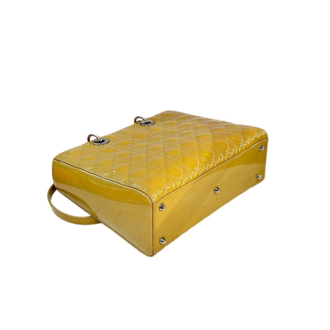 Dior Lady Dior Large Yellow Patent