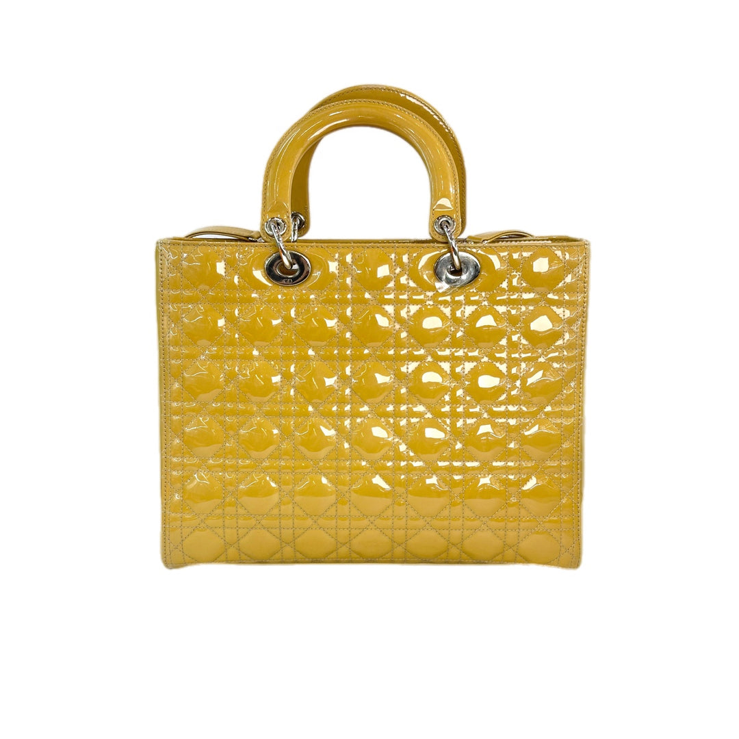 Dior Lady Dior Large Yellow Patent