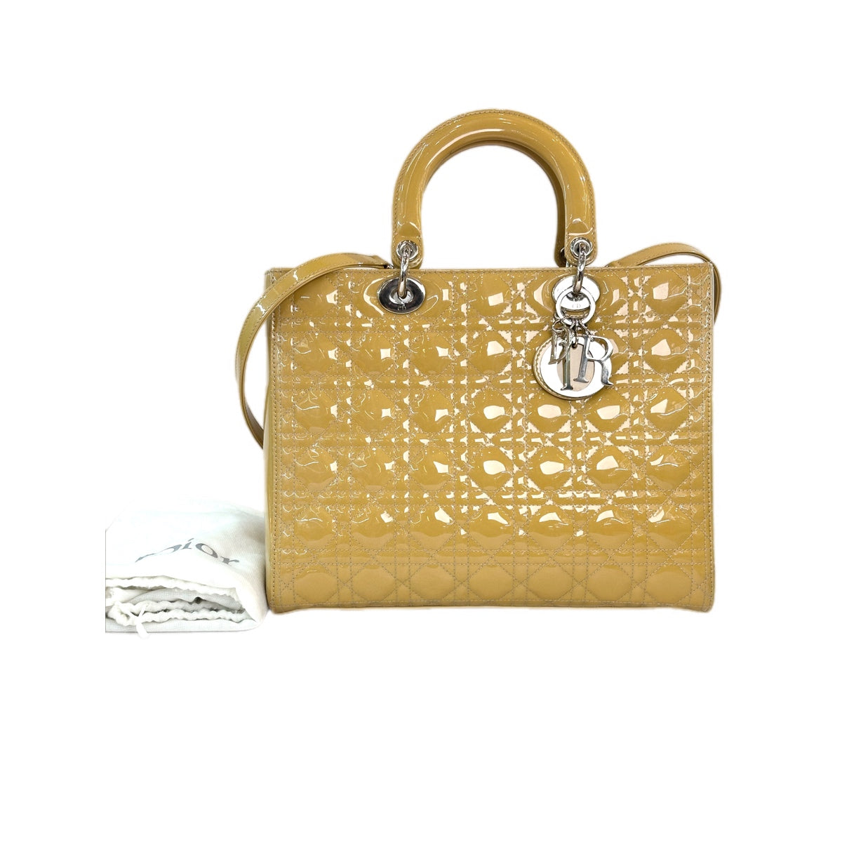 Dior Lady Dior Large Yellow Patent